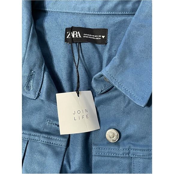 Zara NEW with tags women’s denim utility mini dress. Size M - Picture 5 of 5